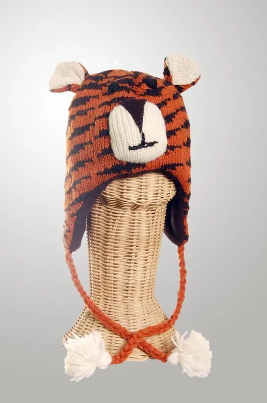 100% Wool Tiger Hat Adult Size