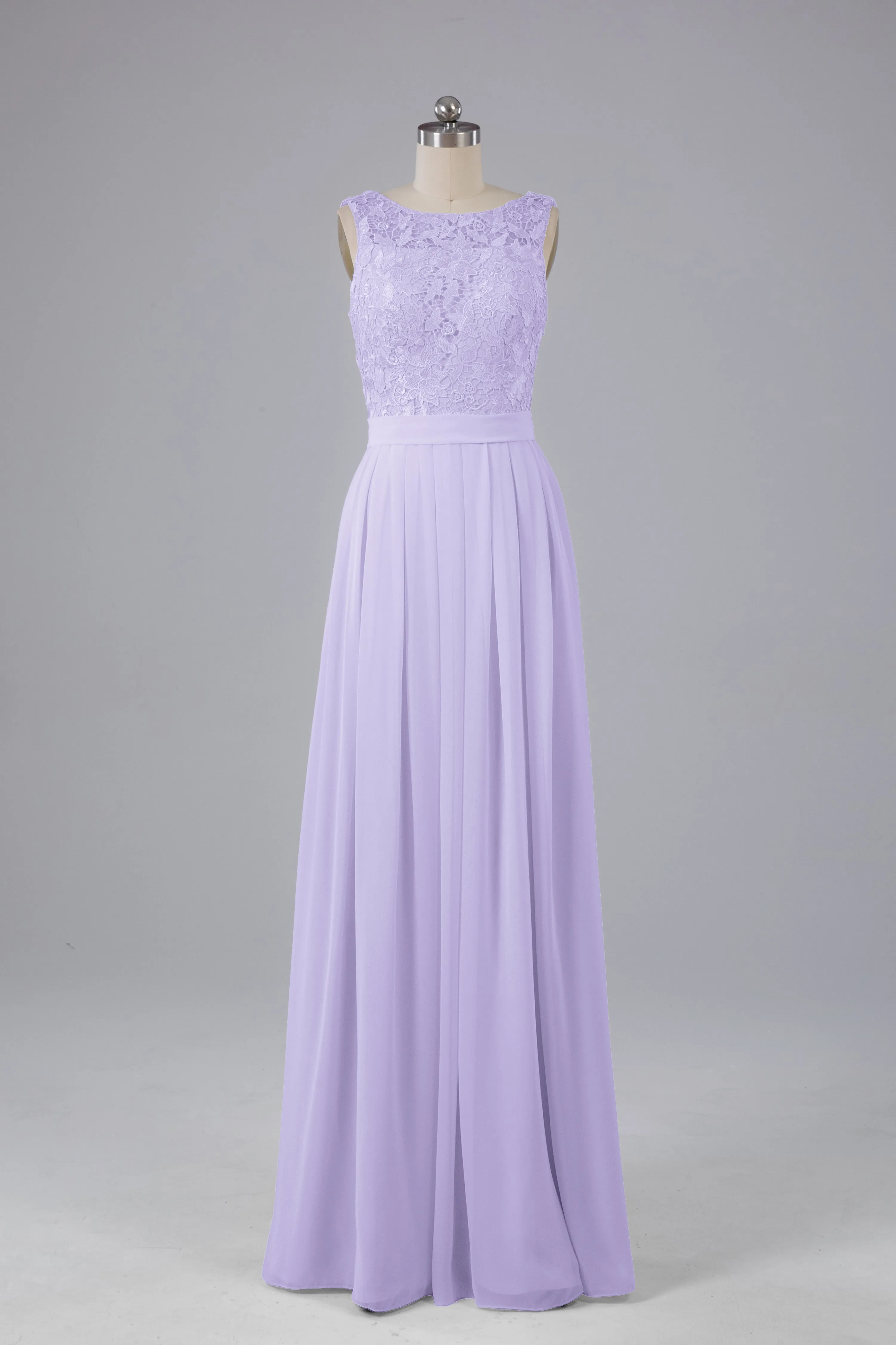 A-line Lace Top Floor Length Chiffon Bridesmaid Dresses