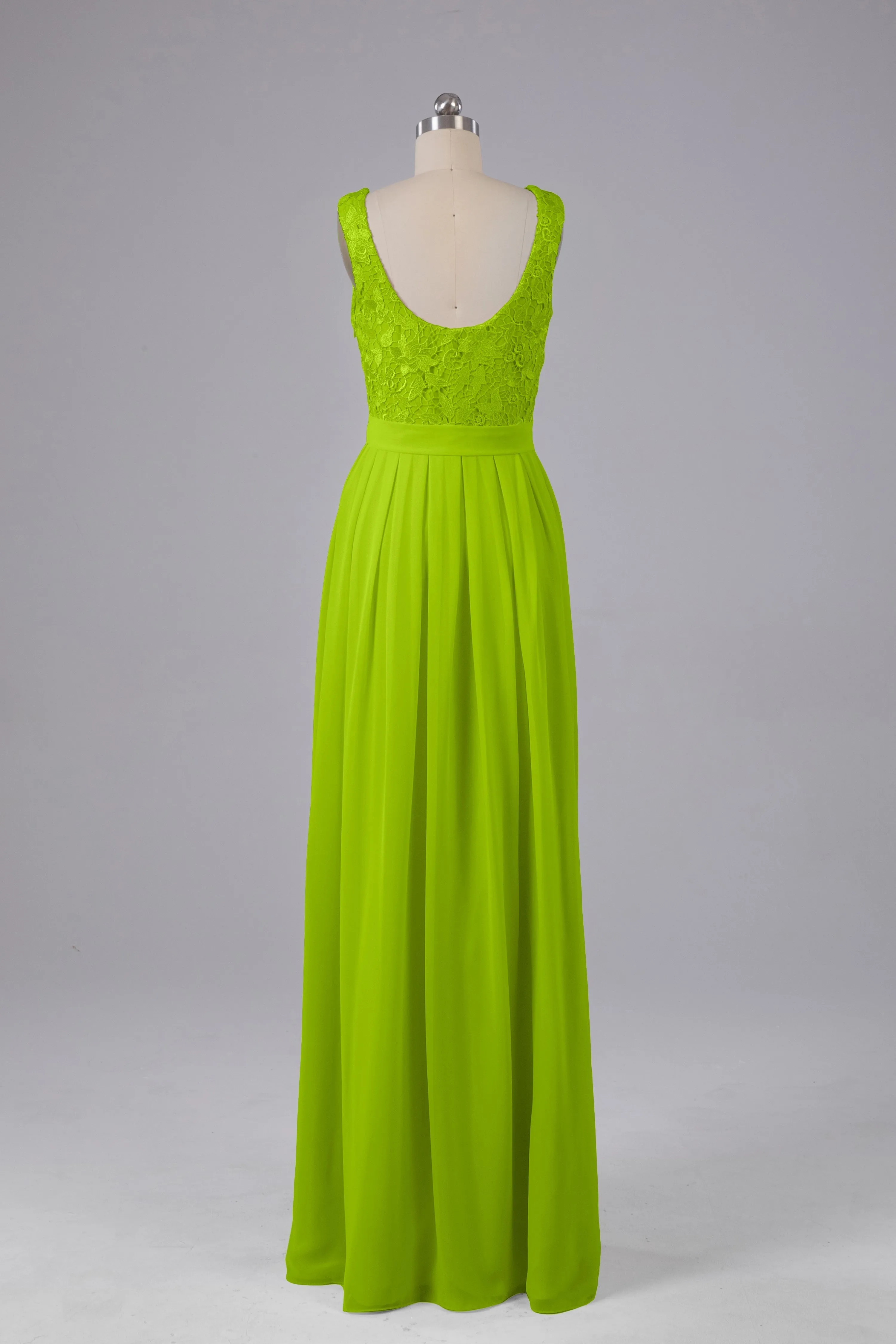 A-line Lace Top Floor Length Chiffon Bridesmaid Dresses