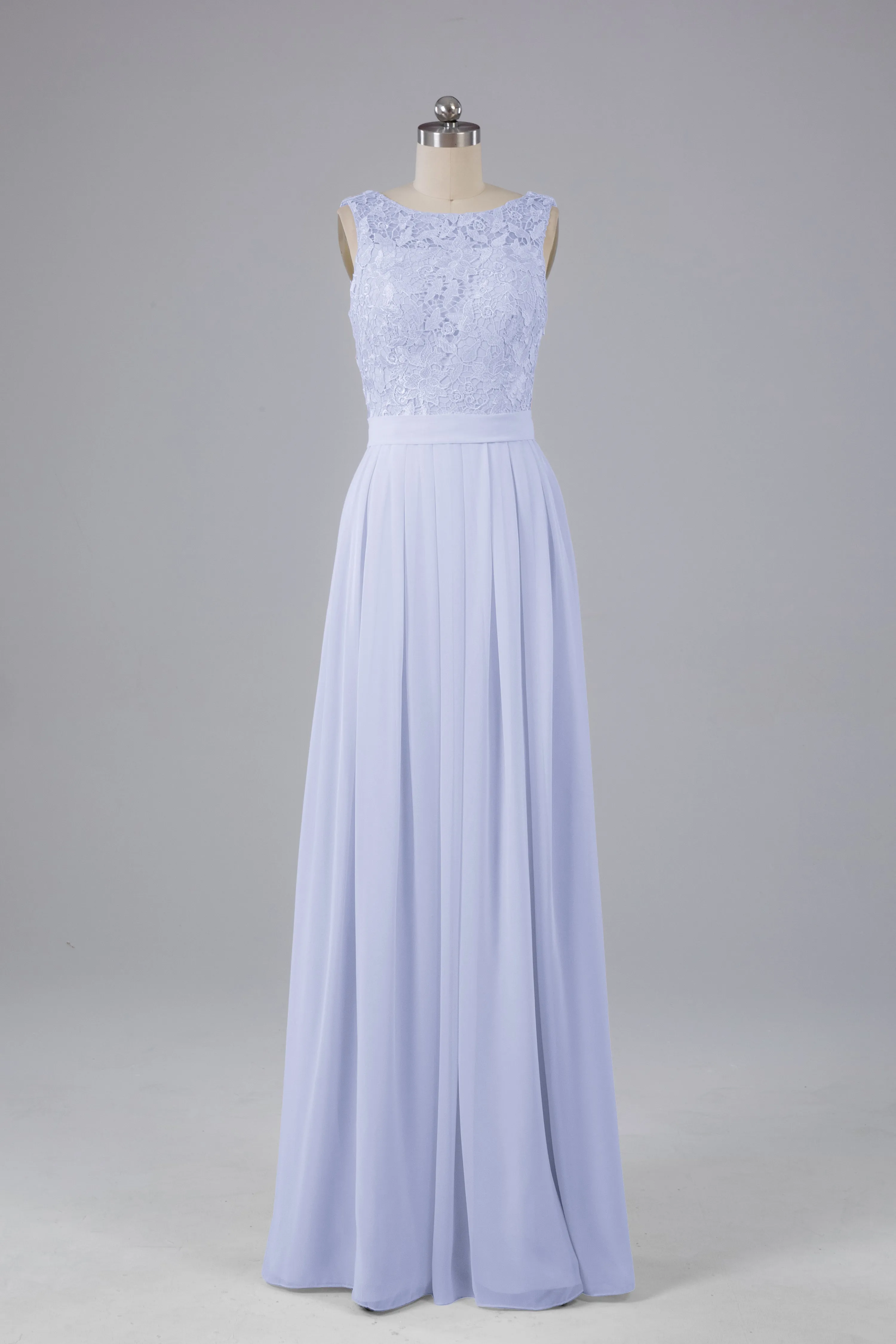 A-line Lace Top Floor Length Chiffon Bridesmaid Dresses