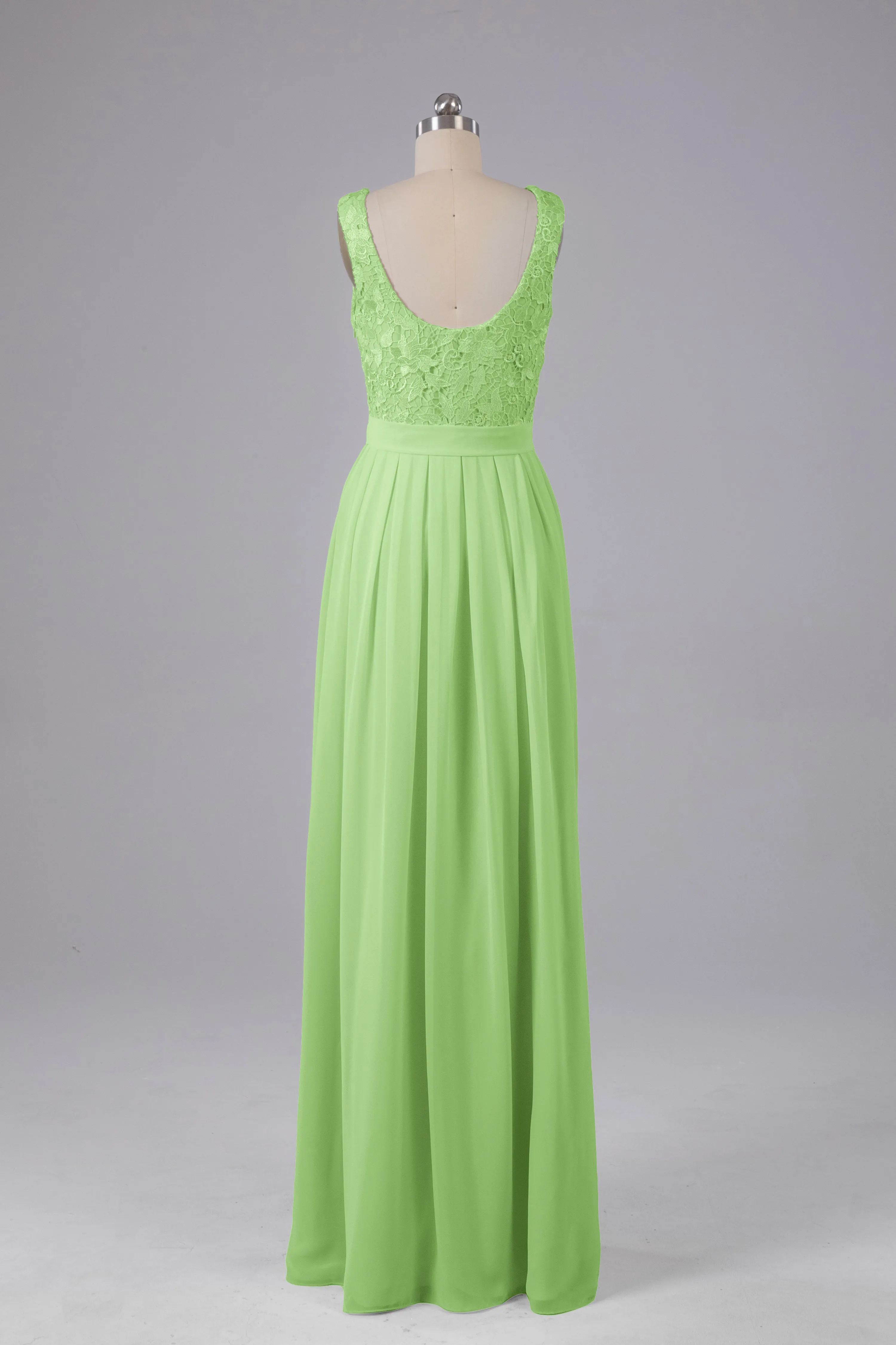 A-line Lace Top Floor Length Chiffon Bridesmaid Dresses