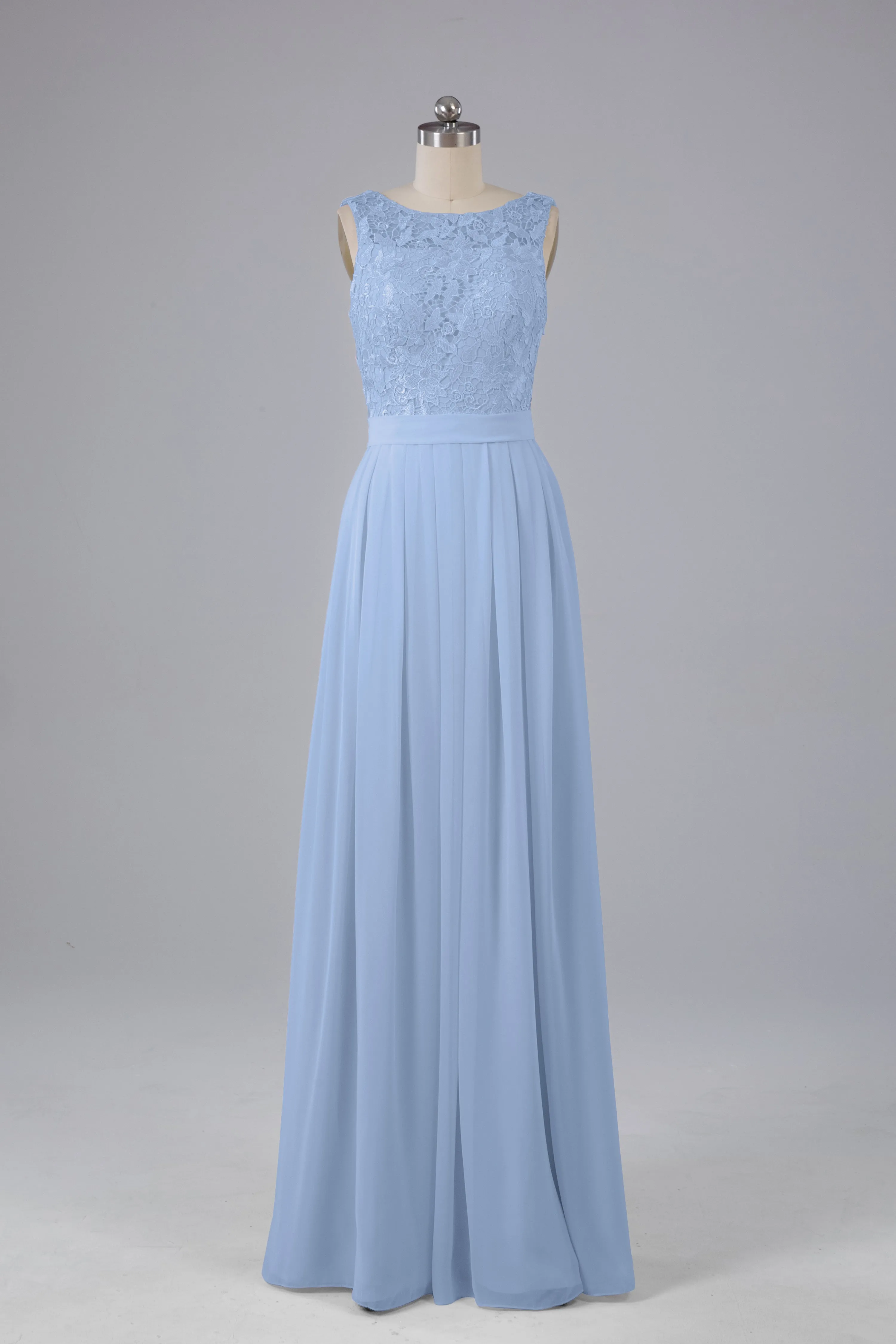 A-line Lace Top Floor Length Chiffon Bridesmaid Dresses