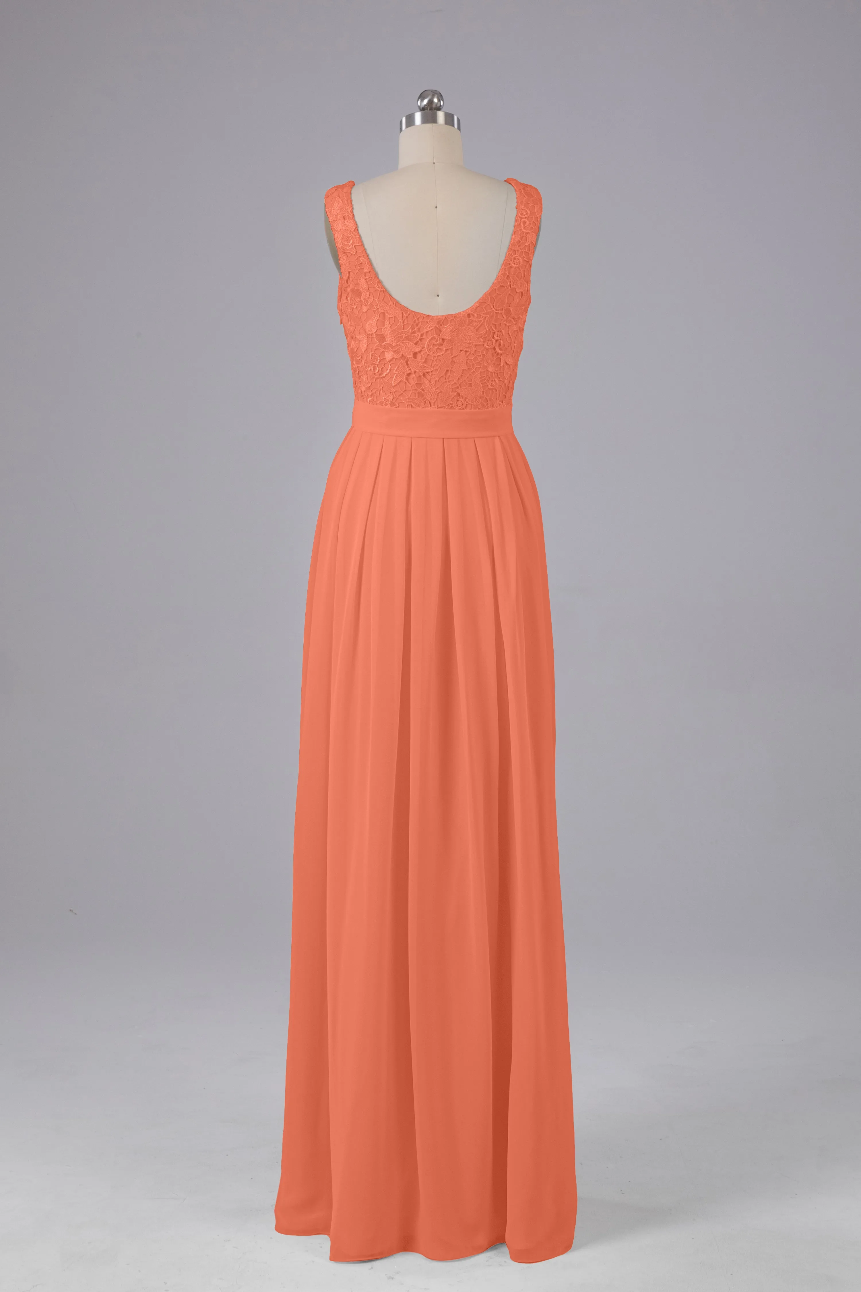 A-line Lace Top Floor Length Chiffon Bridesmaid Dresses