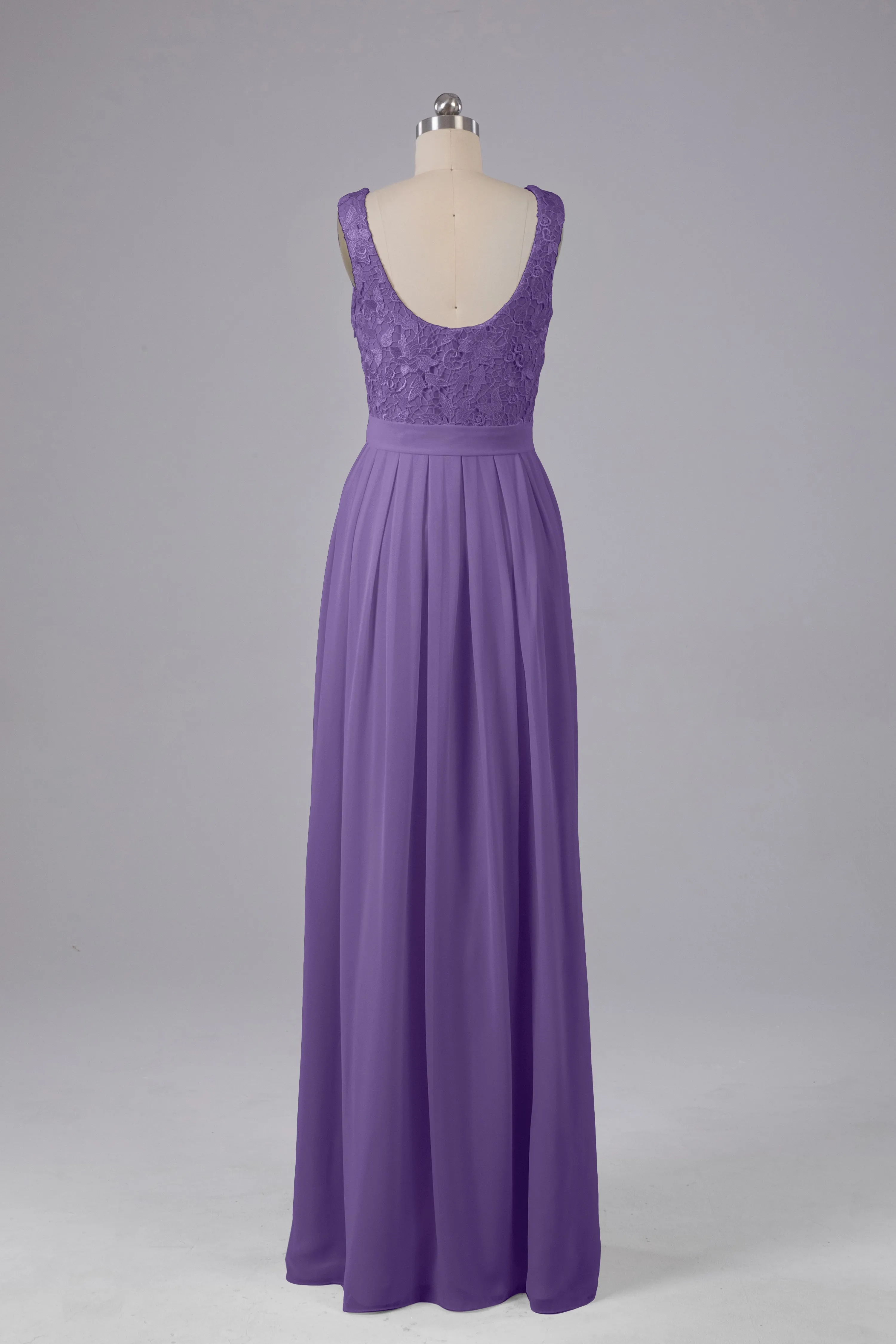 A-line Lace Top Floor Length Chiffon Bridesmaid Dresses