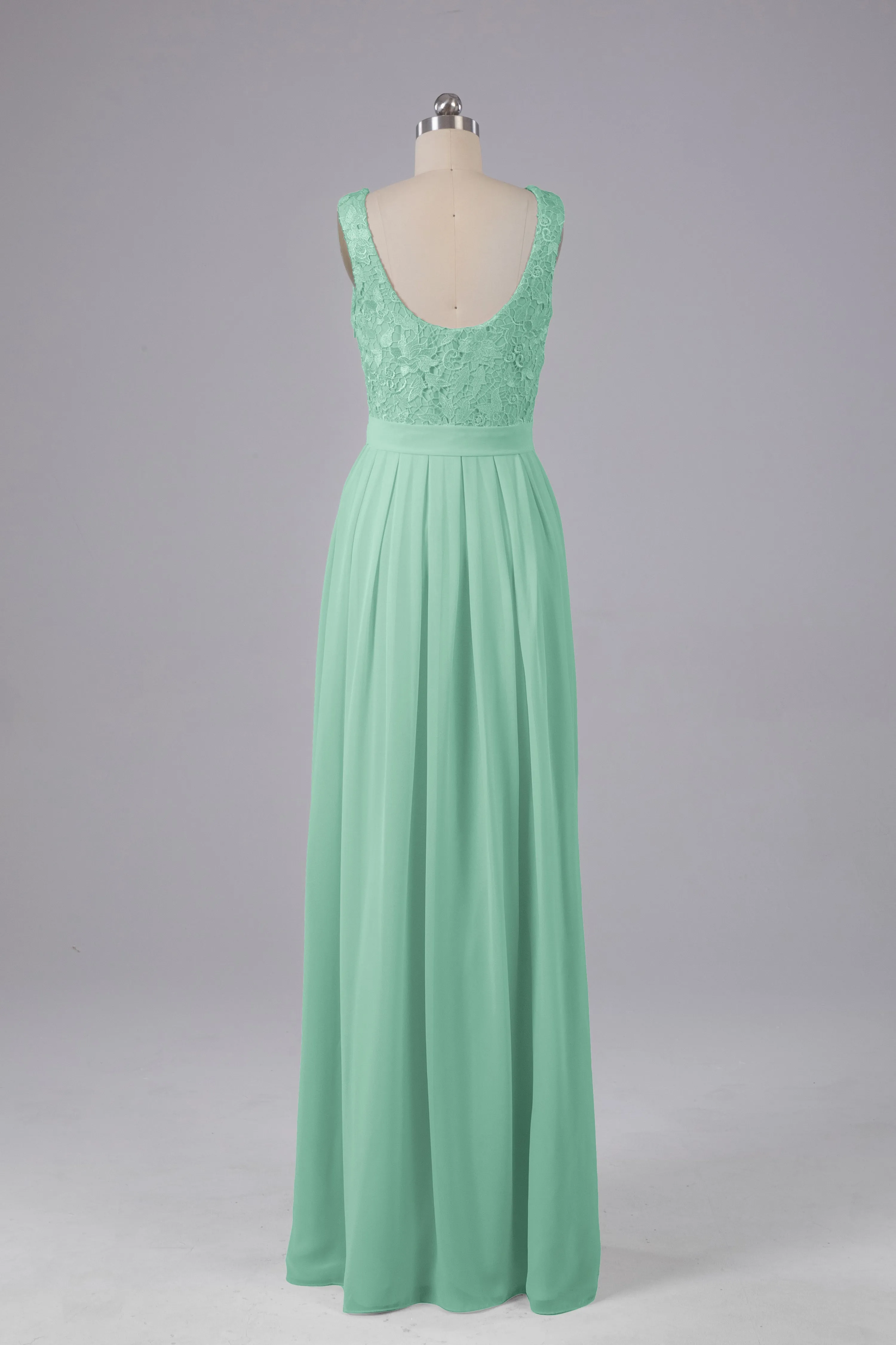 A-line Lace Top Floor Length Chiffon Bridesmaid Dresses