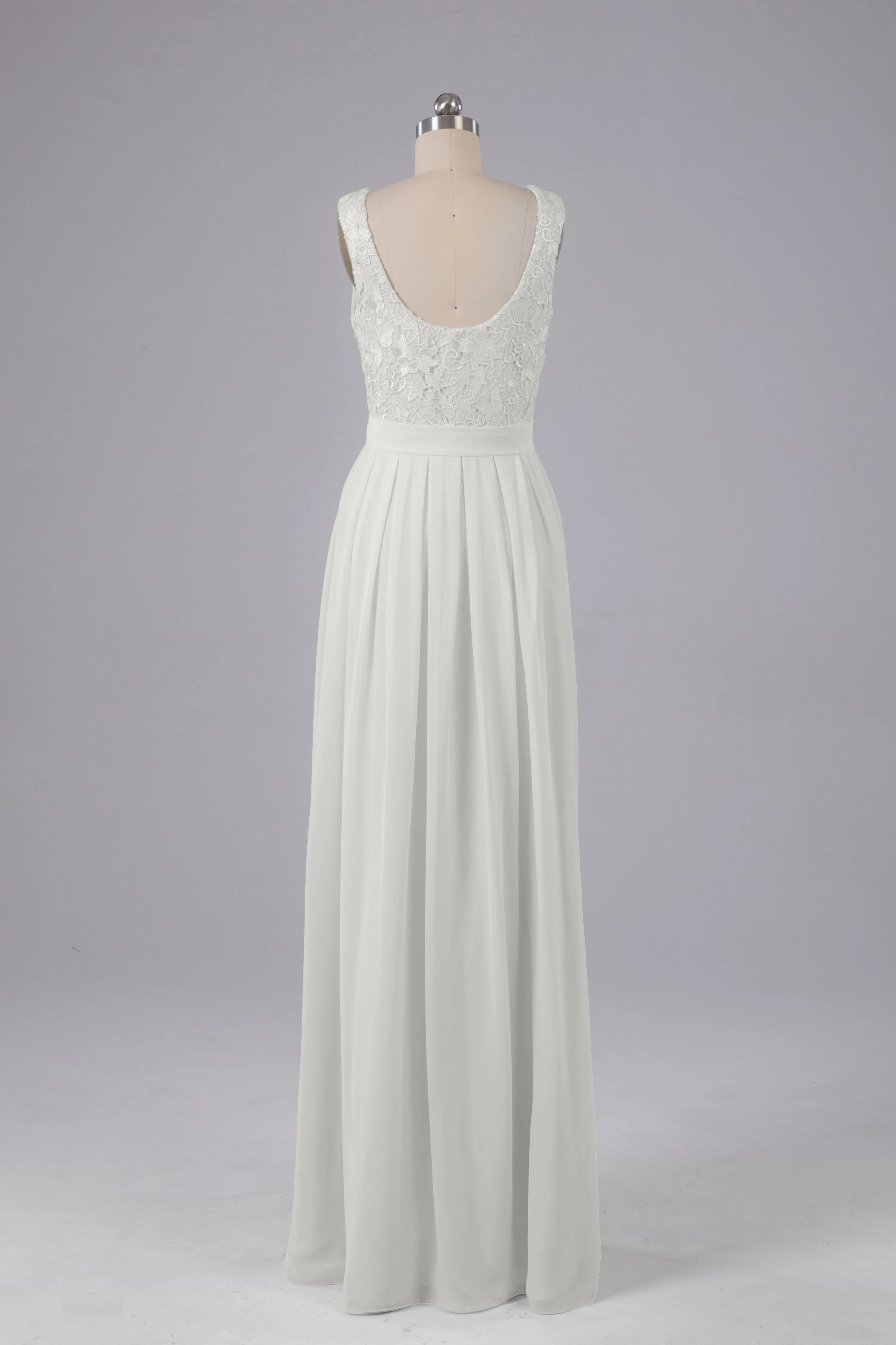 A-line Lace Top Floor Length Chiffon Bridesmaid Dresses