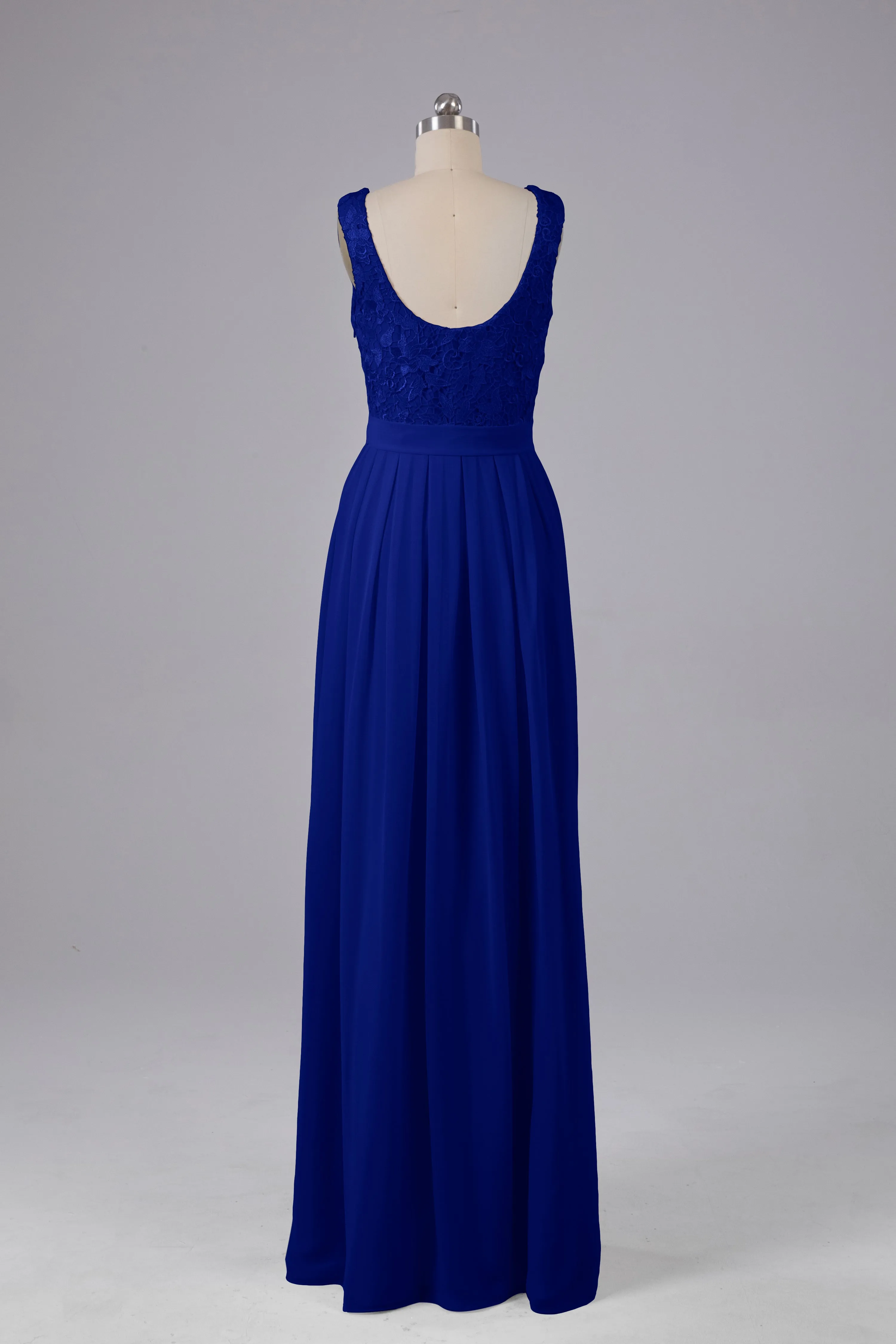 A-line Lace Top Floor Length Chiffon Bridesmaid Dresses