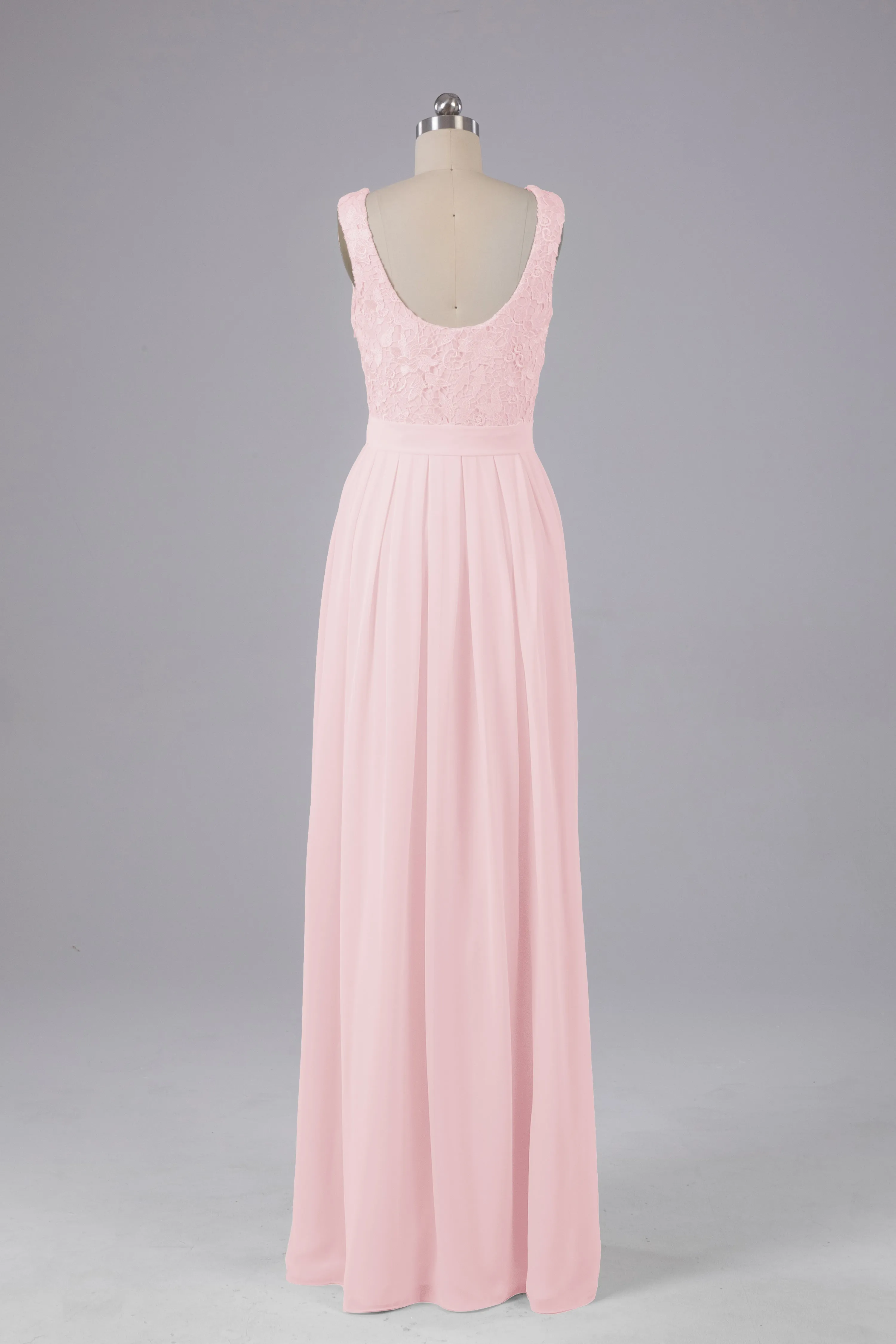 A-line Lace Top Floor Length Chiffon Bridesmaid Dresses