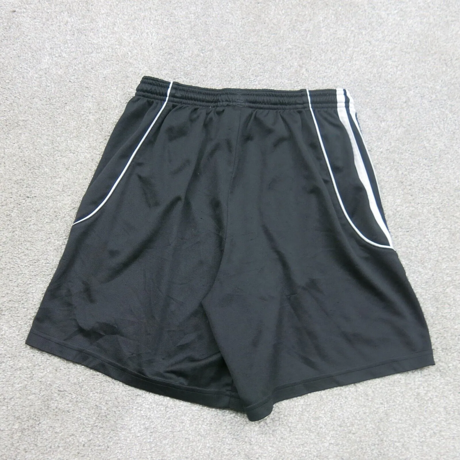 Adidas Shorts Boys Large Black 3 Striped Activewear Sports Logo Running Shorts