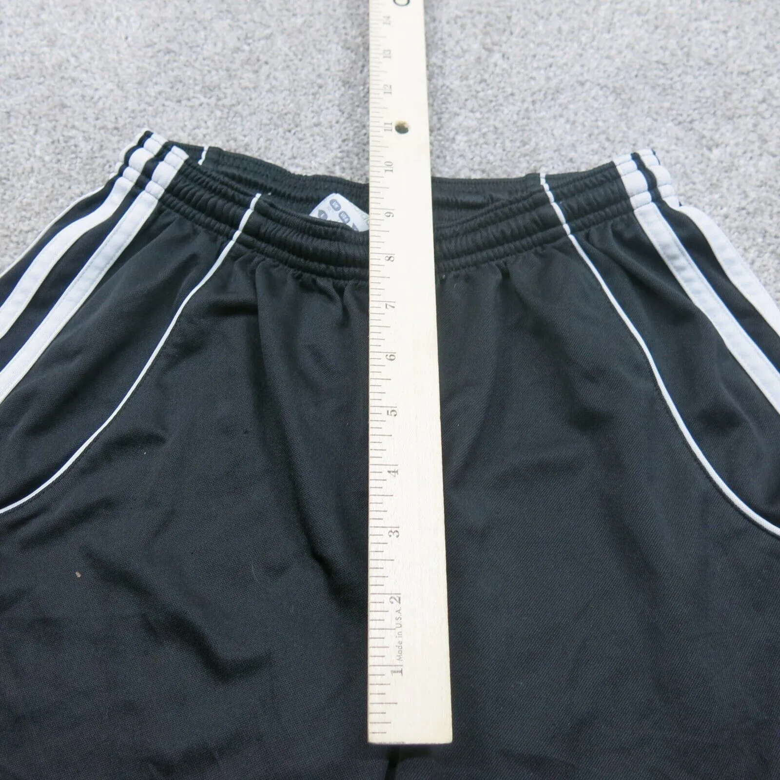 Adidas Shorts Boys Large Black 3 Striped Activewear Sports Logo Running Shorts