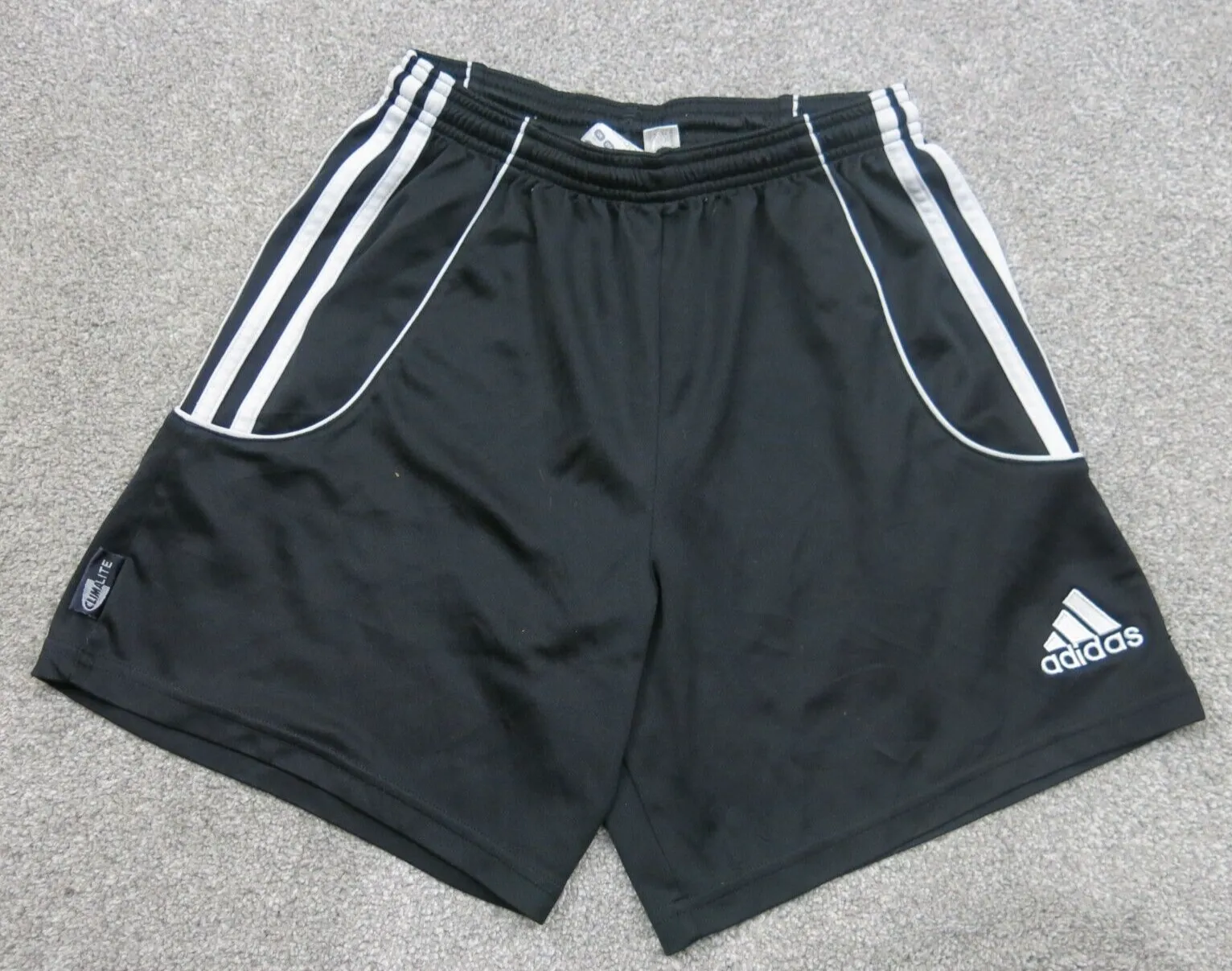 Adidas Shorts Boys Large Black 3 Striped Activewear Sports Logo Running Shorts