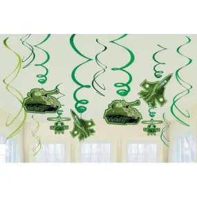 Army Camo Hanging Swirl Decorations