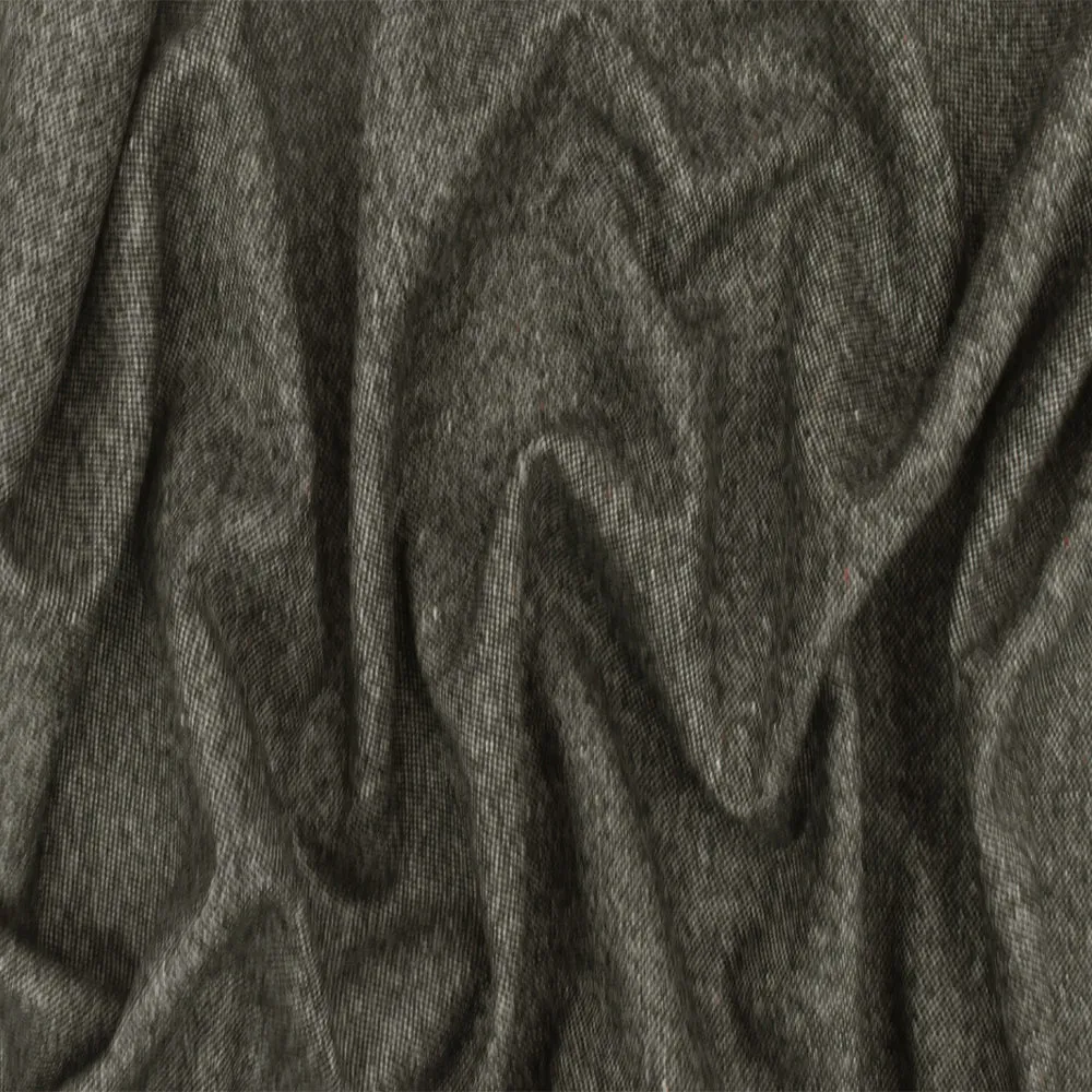 Black-Fainted Beige Tweed Wool-Cotton Brushed Woven Jacketing Fabric