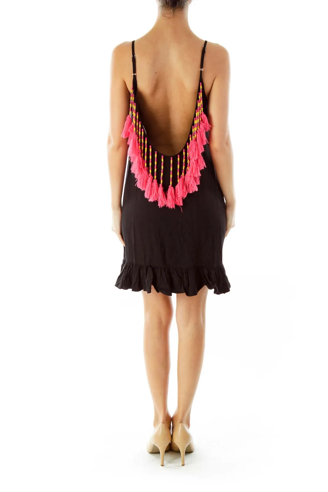 Black Fringe Beaded Dress