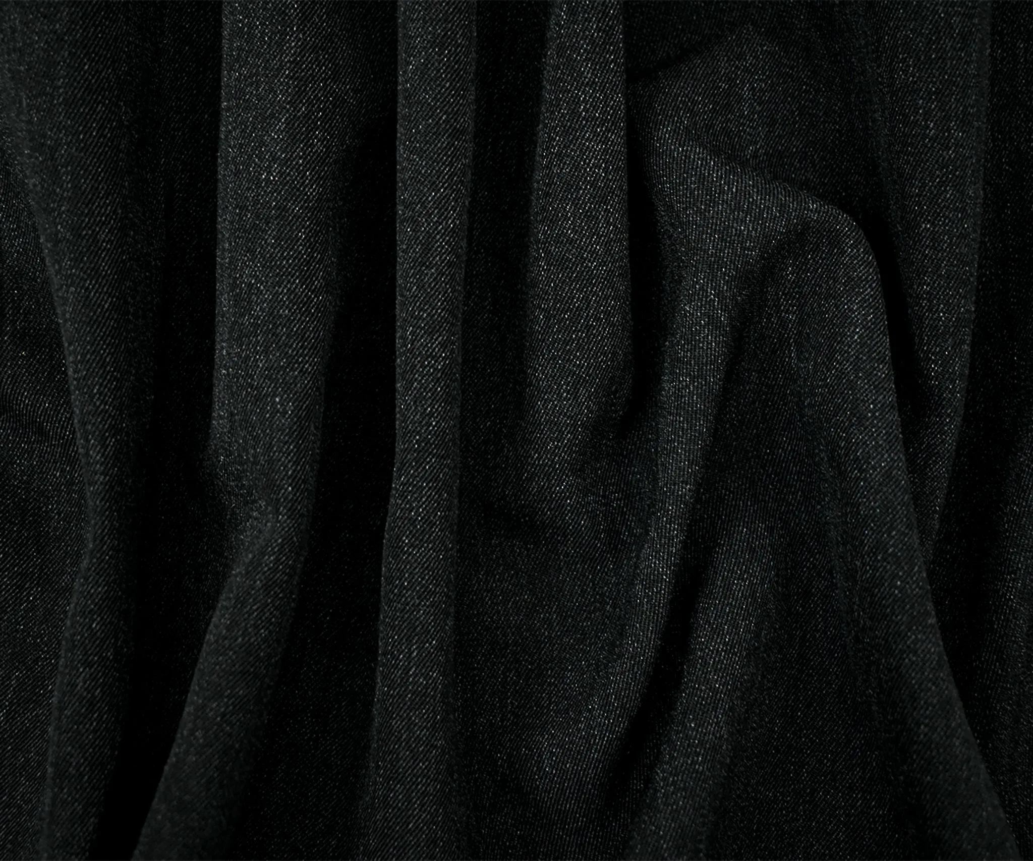 Black-Gray Wool Blend Texture Twill Woven Jacketing Fabric