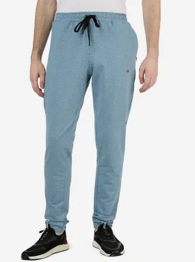 Blue Melange Solid Slim Fit Track Pant | JadeBlue