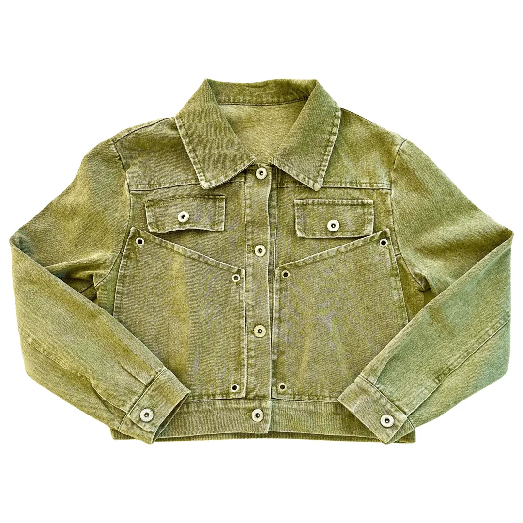 Broadway Green Tinted Denim Jacket and Pants Set