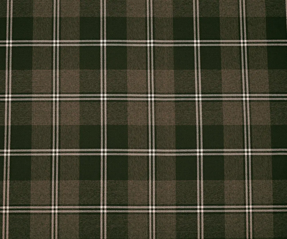 Brown-Black-White Wool Poly Plaid Woven Twill Suiting Fabric