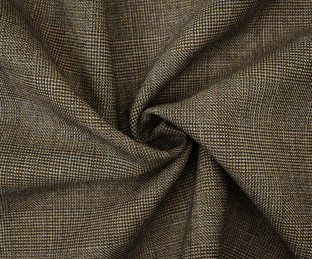 Brown-Gray-Multi Wool Polyester Check Texture Pattern Suiting Woven Fabric