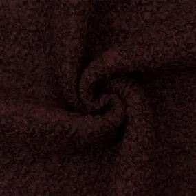 Brown Wool Poly Texture Boucle Fleece Knit Jacketing Fabric