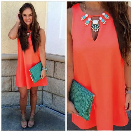 Candy Color Loose Sleeveless Chiffon Short Dress