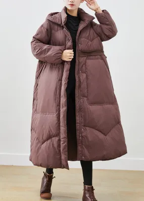 Chocolate Duck Down Coats Drawstring Big Pockets Winter ML2538