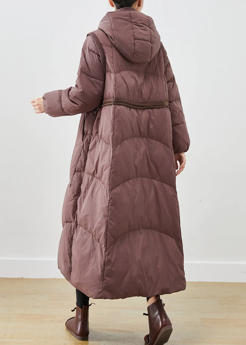 Chocolate Duck Down Coats Drawstring Big Pockets Winter ML2538