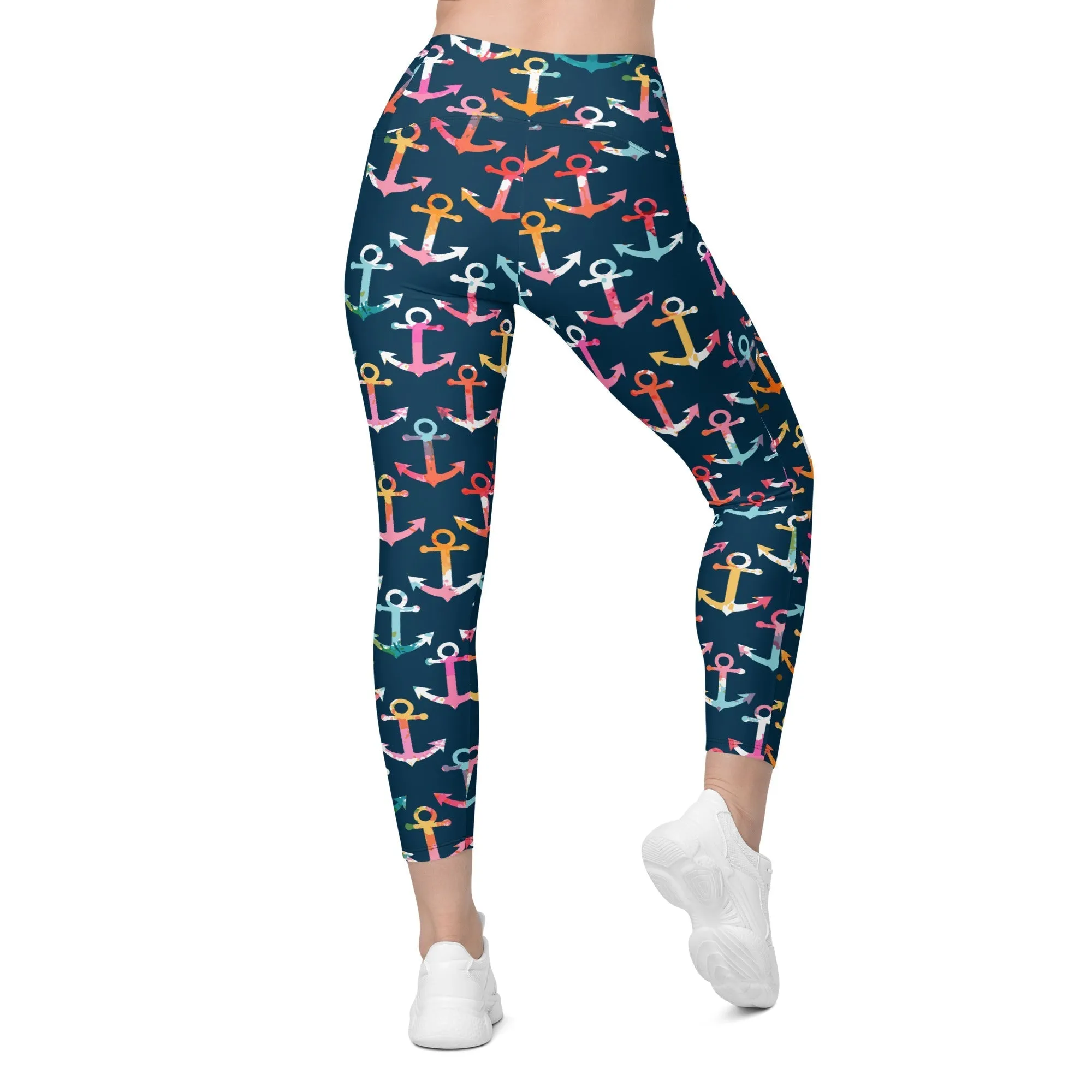 Colorful Anchor Leggings With Pockets