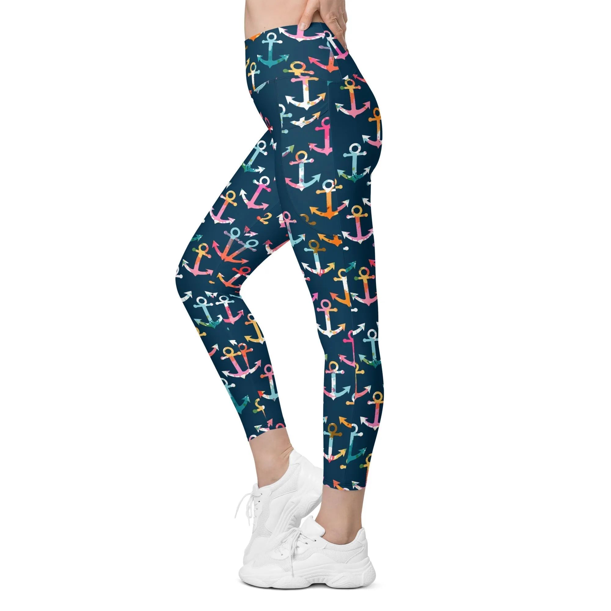 Colorful Anchor Leggings With Pockets