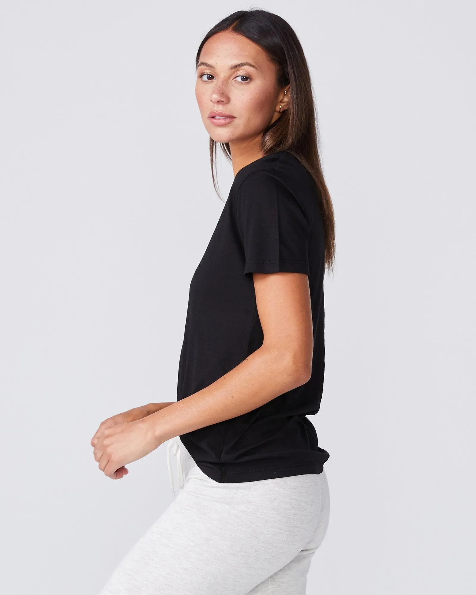 Cotton Modal Relaxed V Neck Tee