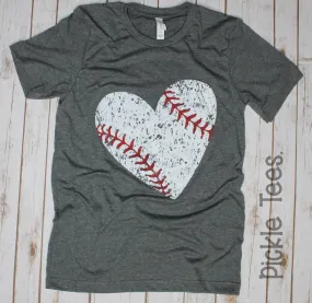 CREW Distressed Baseball Heart Tee