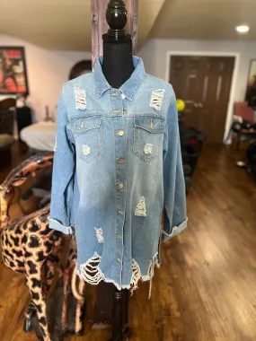 Distressed Denim Shacket