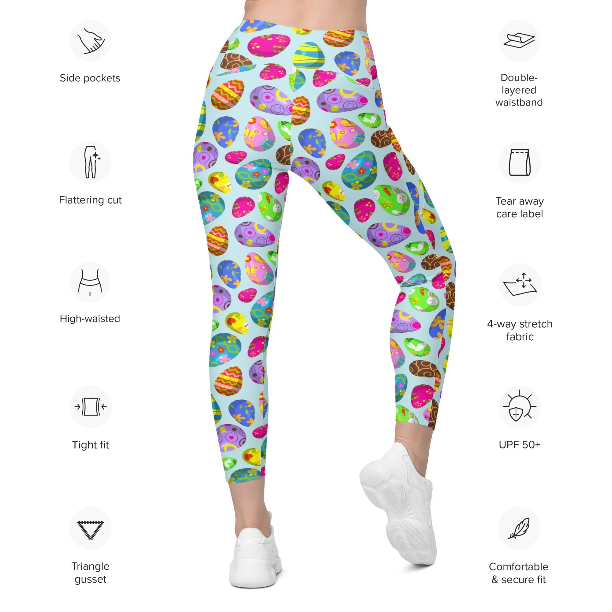 Easter Egg Pattern Leggings With Pockets