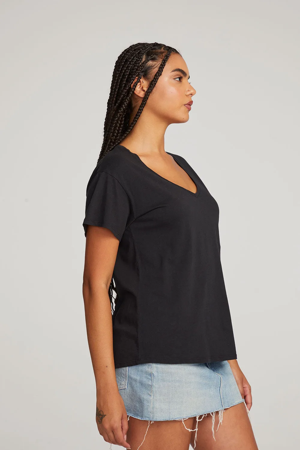 Everyday Essential Black V-neck Tee