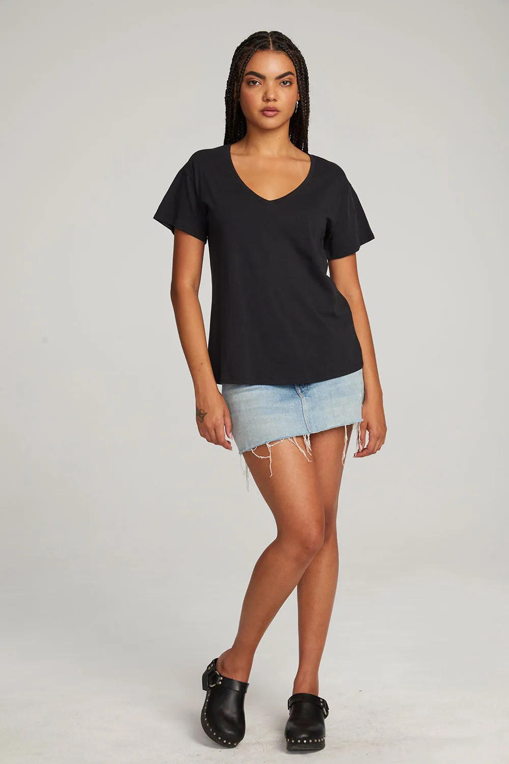 Everyday Essential Black V-neck Tee