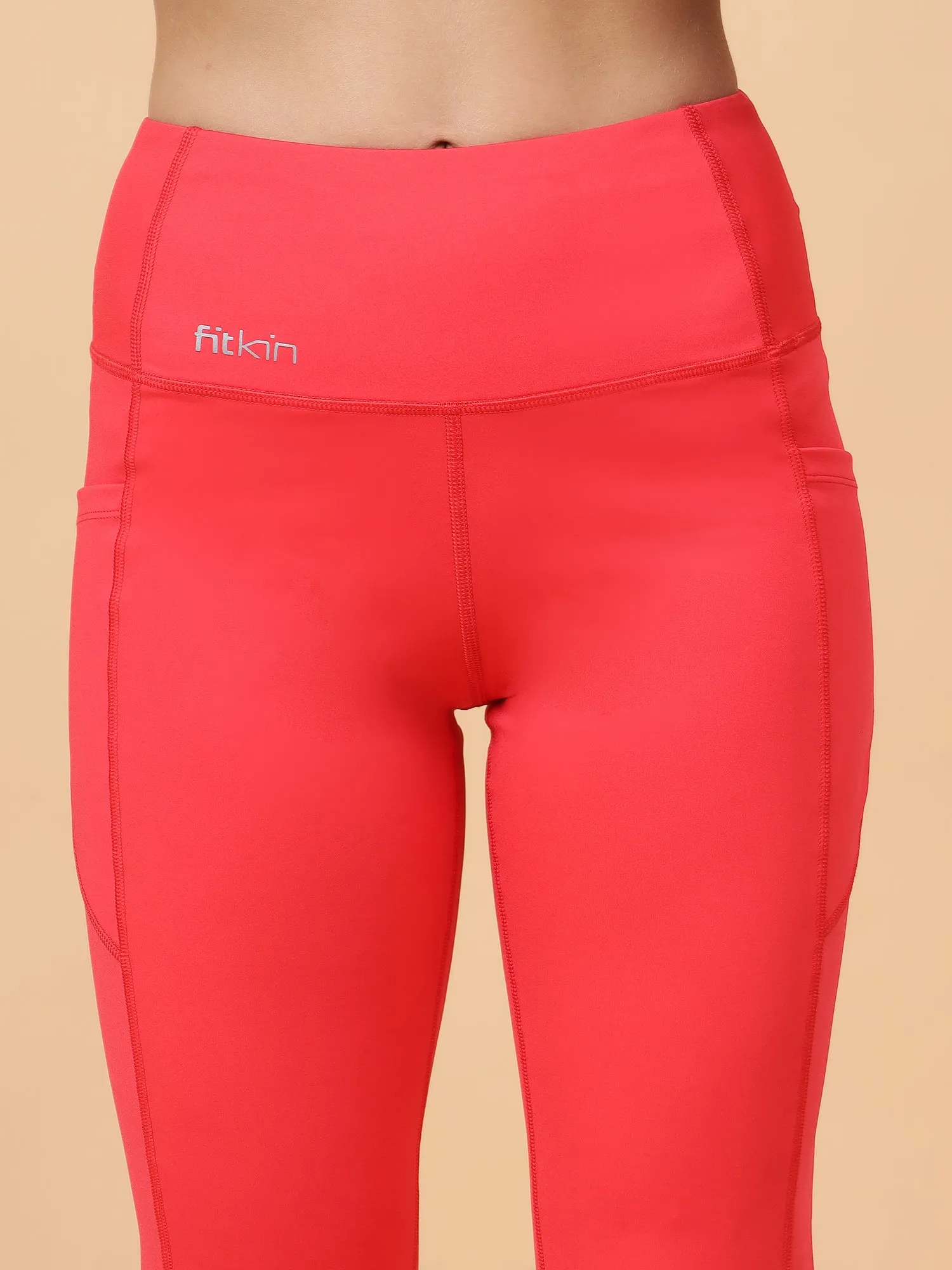 Fitkin Women Red All Day Bootcut Active Pants