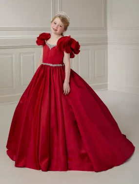 Girls Satin Ruffled Sleeves Gown by Tiffany Princess 13730