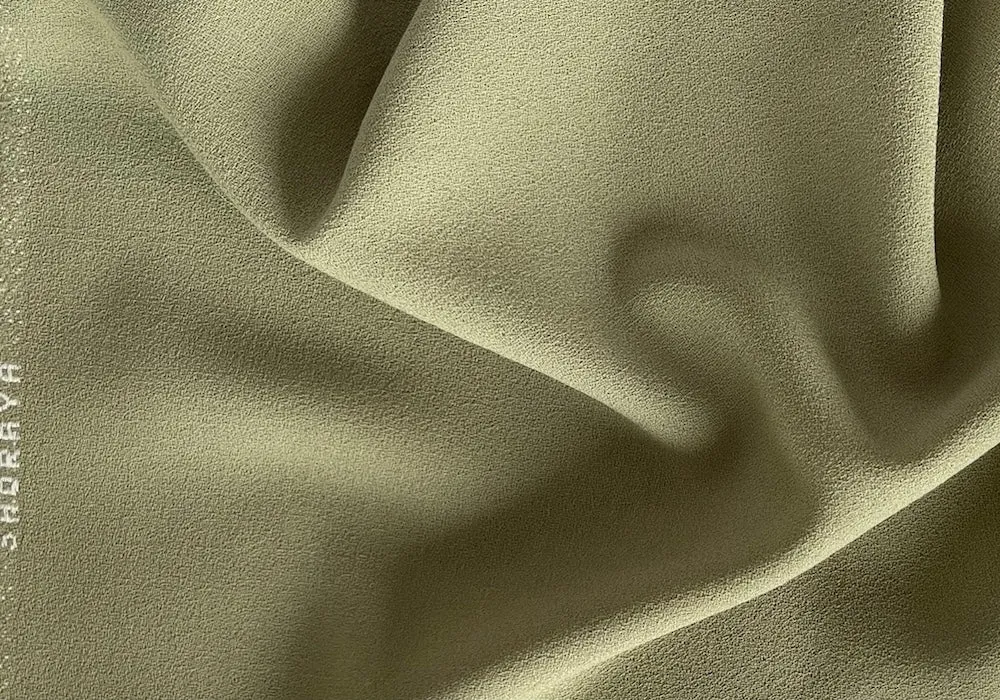 High-End Streamed Artichoke Selvedged Wool Crepe (Made in Italy)