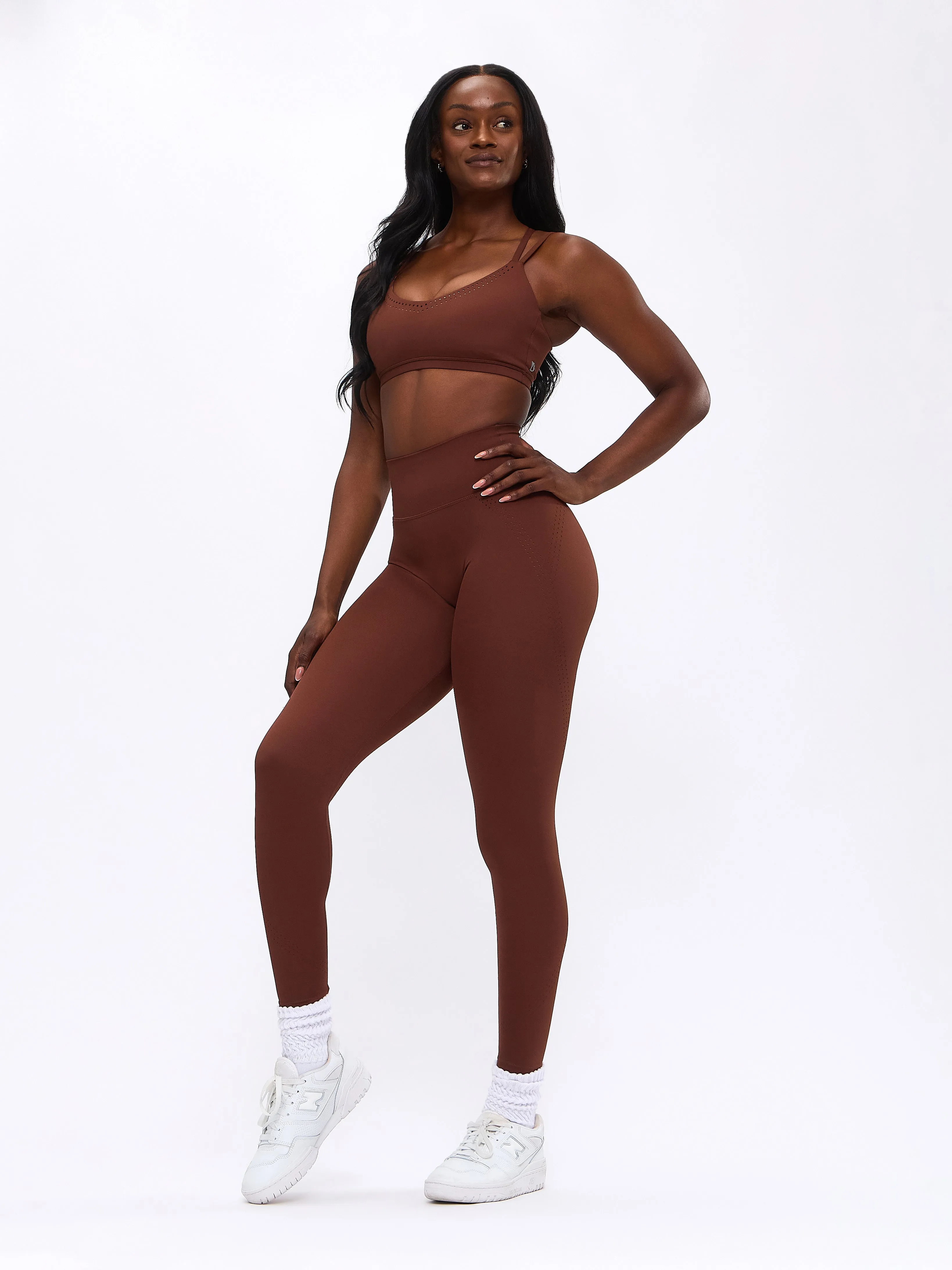 Lit Laser Cut Legging - Mocha