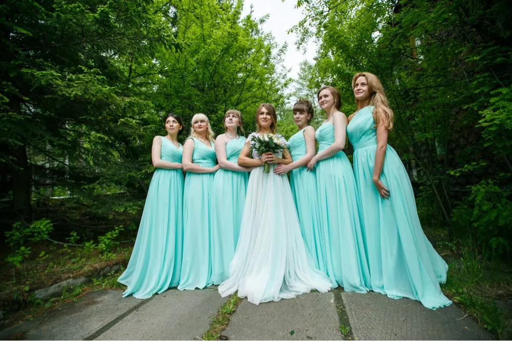 Long Chiffon strapless  Bridesmaid Dress