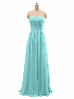 Long Chiffon strapless  Bridesmaid Dress