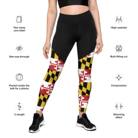 Maryland Flag Compression Leggings