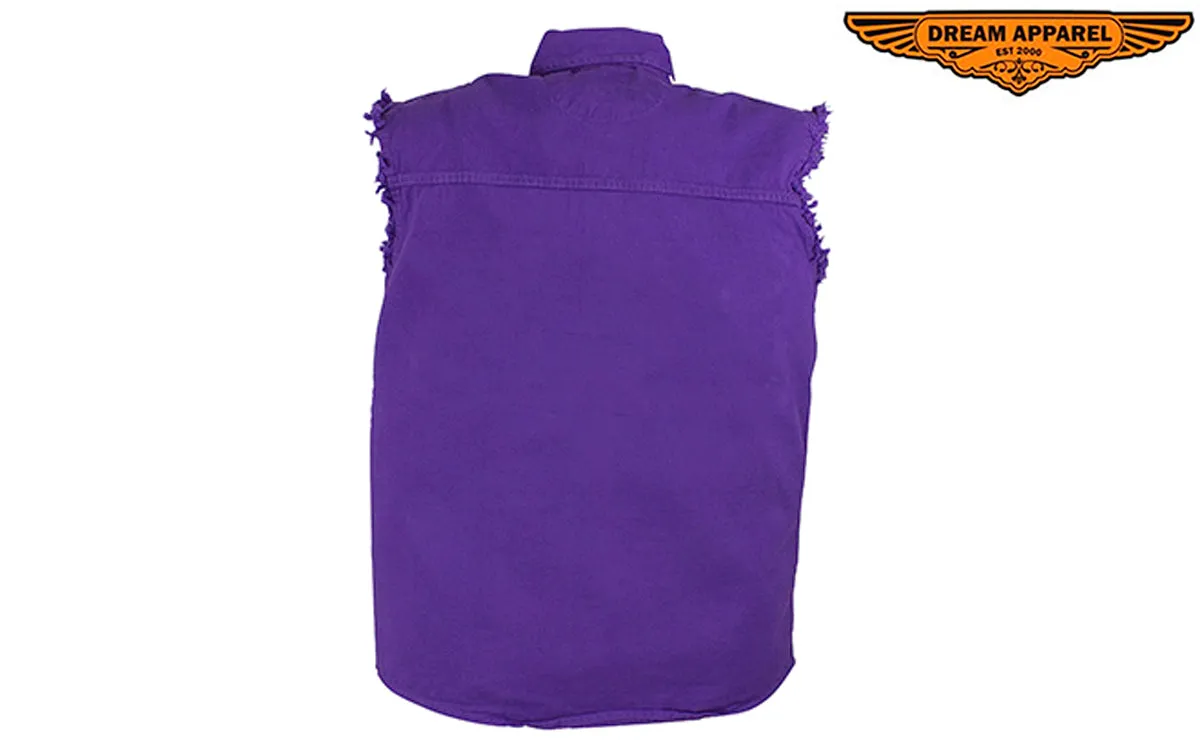 Mens Denim Purple Sleeveless