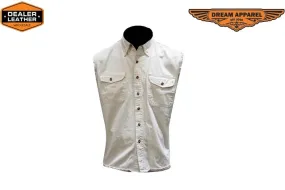 Mens Denim White Sleeveless