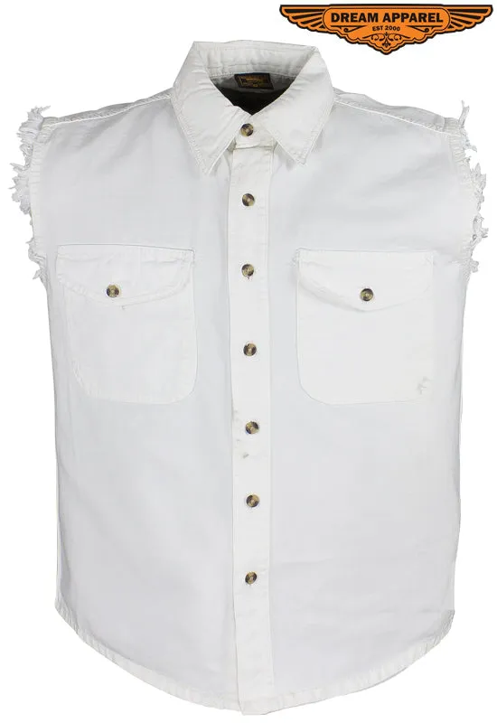 Mens Denim White Sleeveless