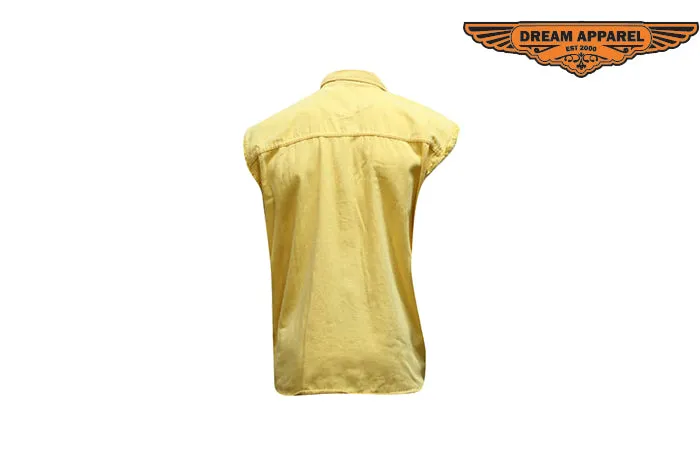 Mens Denim Yellow Sleeveless