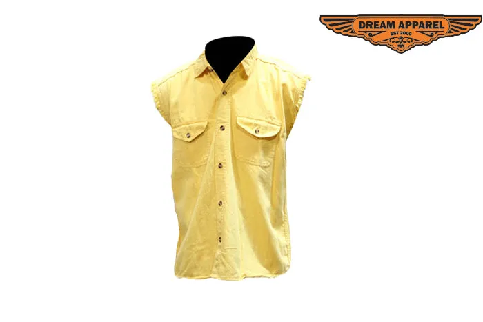 Mens Denim Yellow Sleeveless