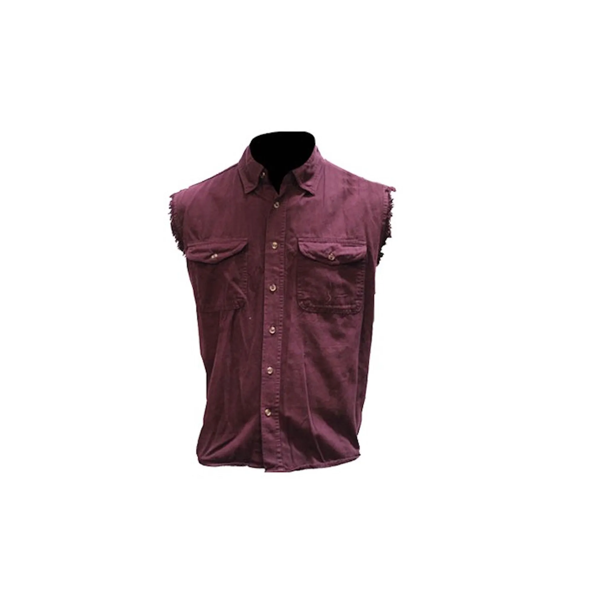 Mens Sleeveless Denim Button Shirt