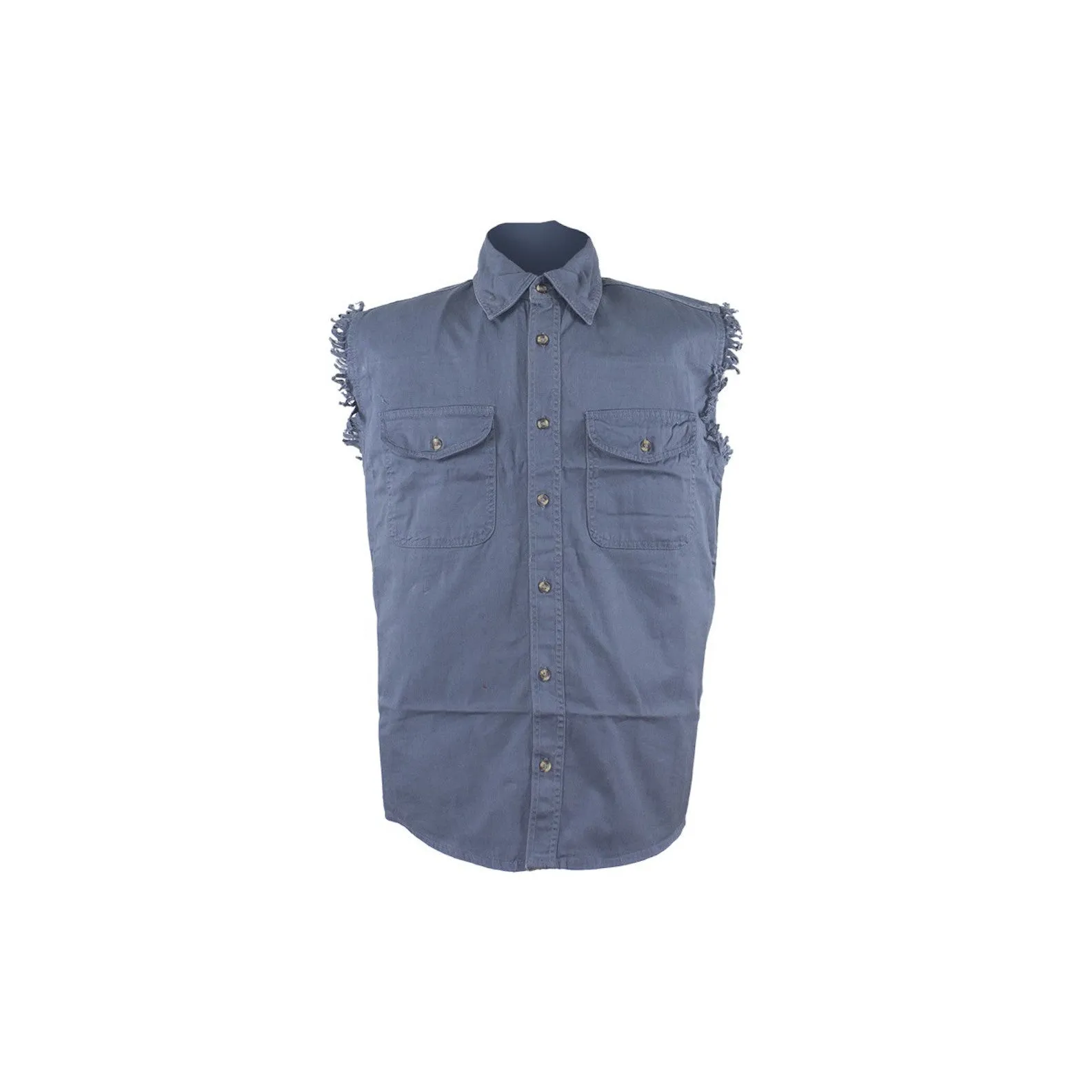 Mens Sleeveless Denim Button Shirt