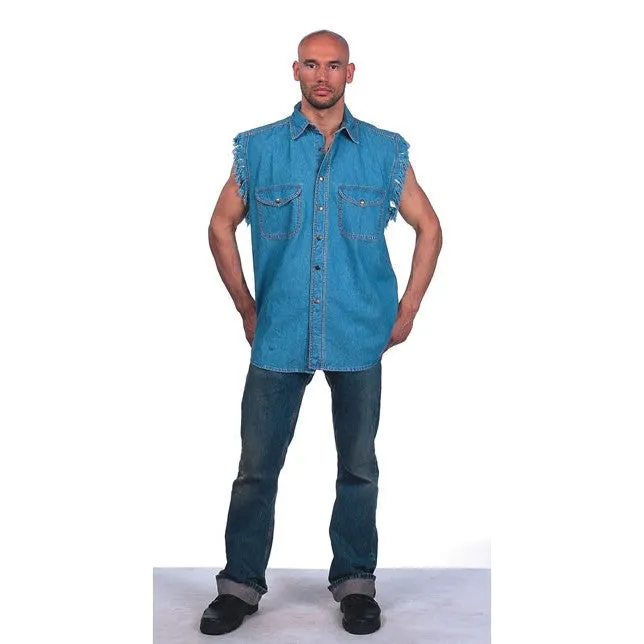 Mens Sleeveless Denim Button Shirt